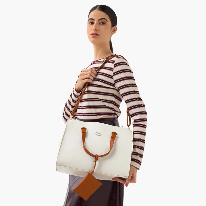 ساشا Sasha Solid Tote Bag in White for Women